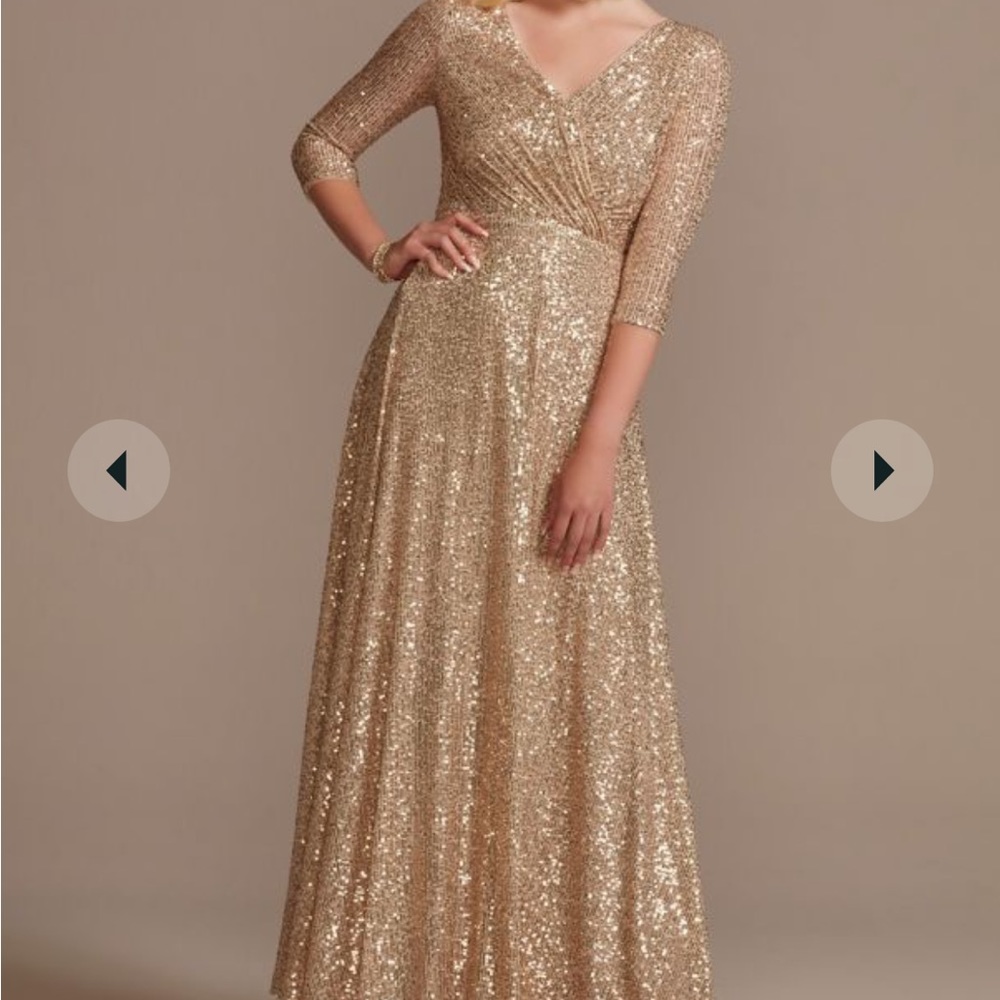 Oleg Cassini gold sequin formal dress size 10
